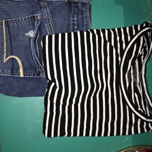 Stiped american eagle soft tee!!